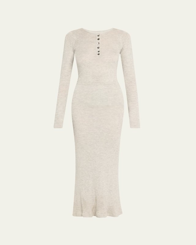 Tilda Cashmere Jersey Henley Midi Dress